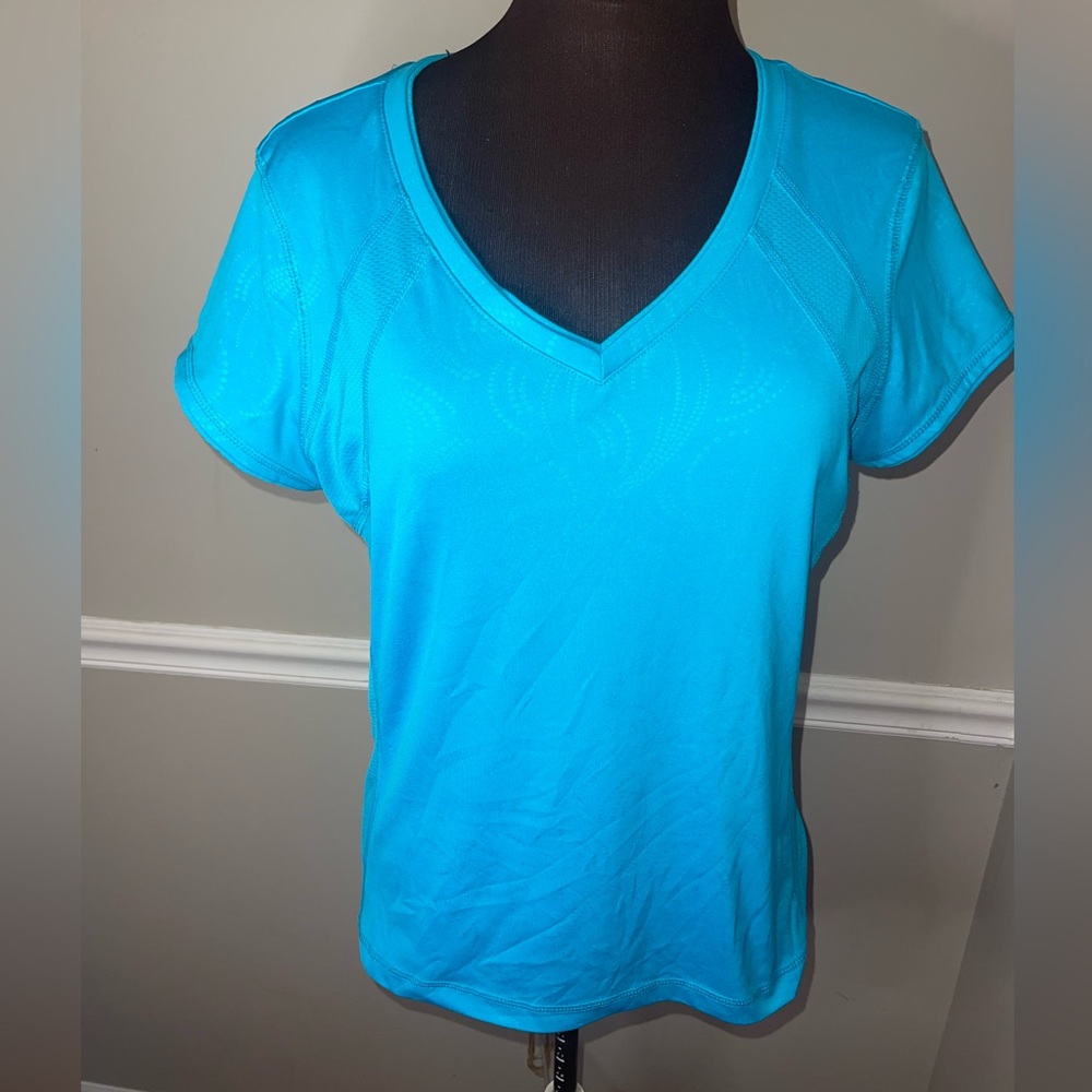Tek Gear‎ Aqua Women’s Workout Athletic Shirt Sz Large V Neck